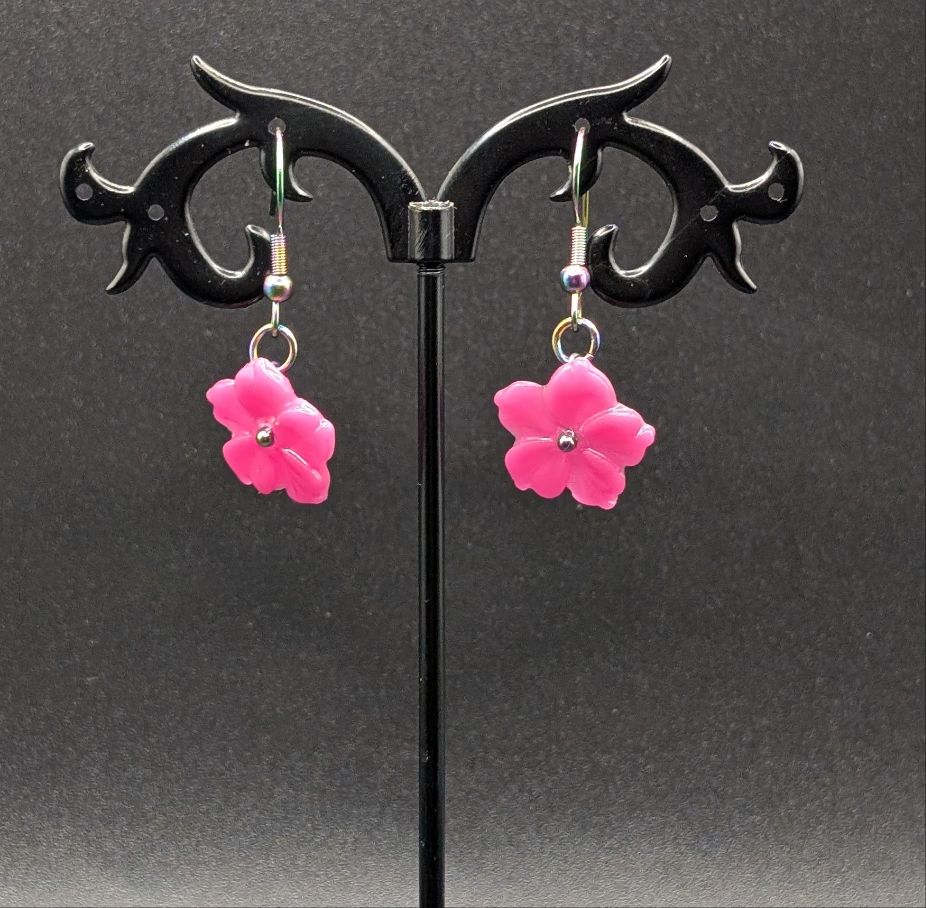 Pink Hibiscus Earrings