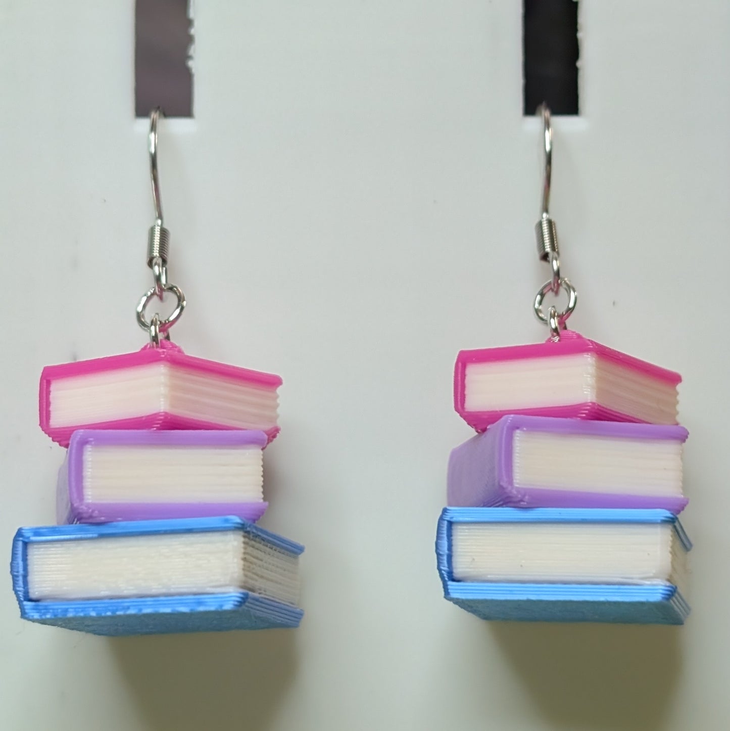 Book Stack 3D Printed Earrings - Pride Themed