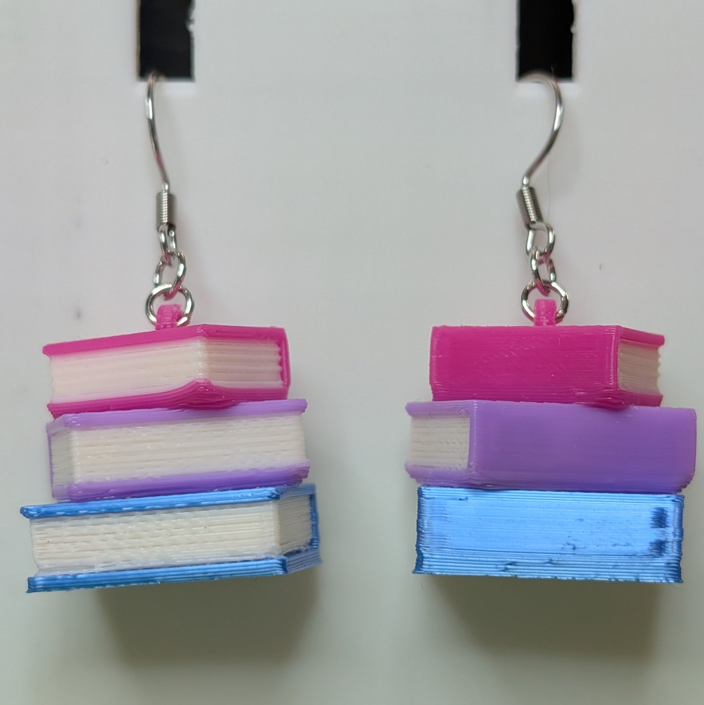Book Stack 3D Printed Earrings - Pride Themed