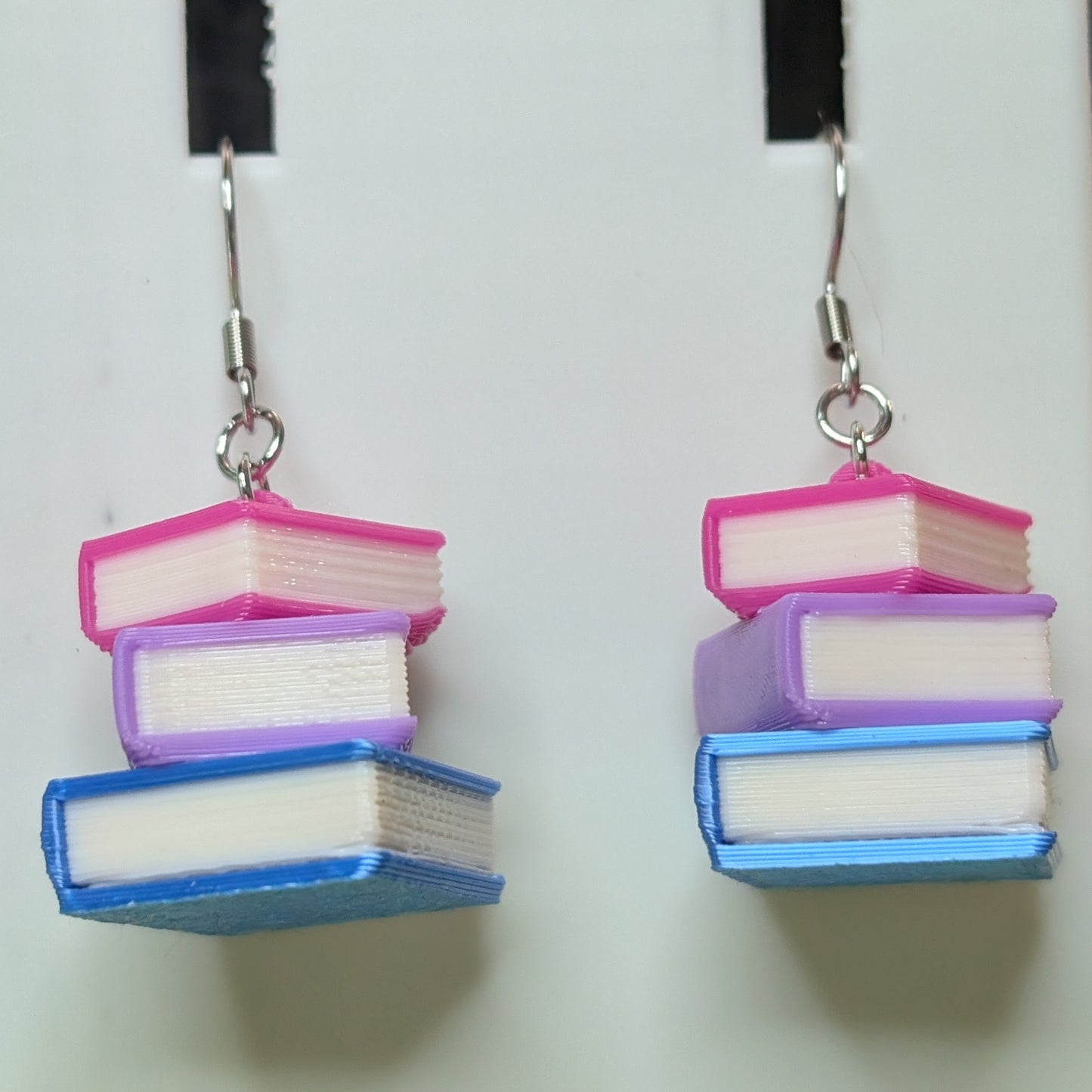 Book Stack 3D Printed Earrings - Pride Themed