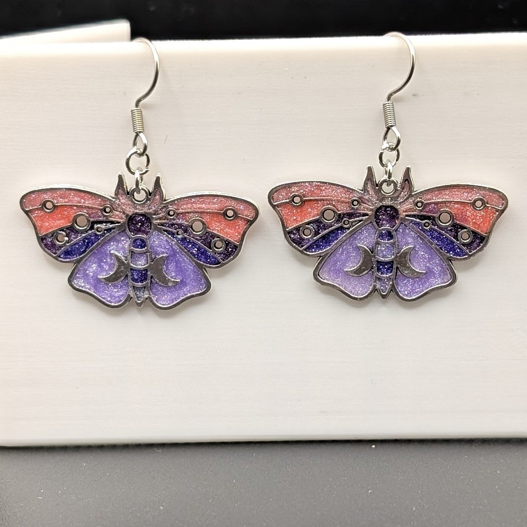 Unique Colorful Moth Earrings - Pride Themed Colors
