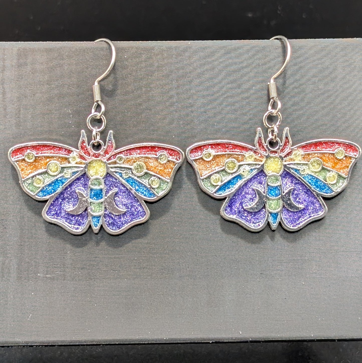 Unique Colorful Moth Earrings - Pride Themed Colors