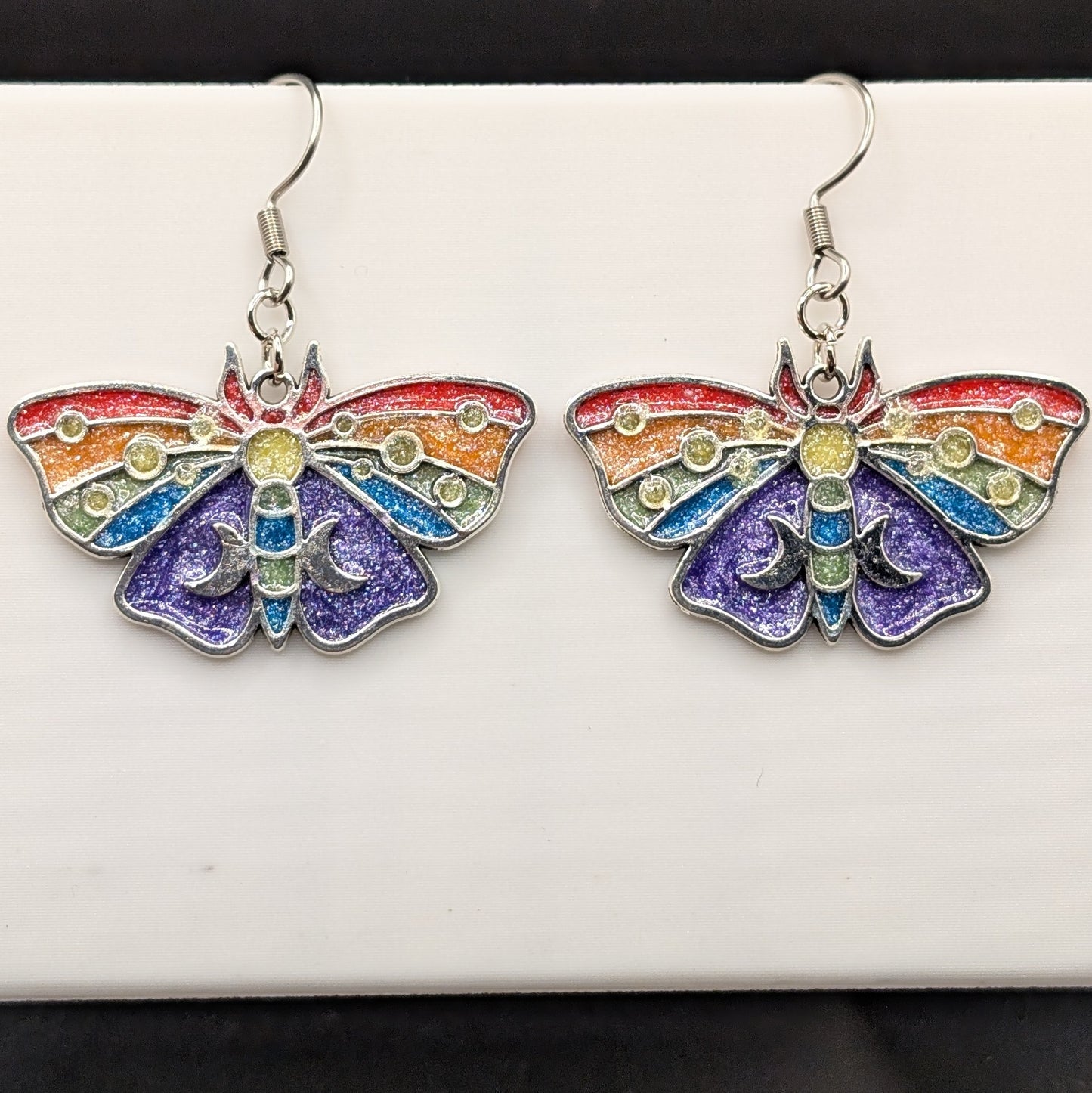 Unique Colorful Moth Earrings - Pride Themed Colors