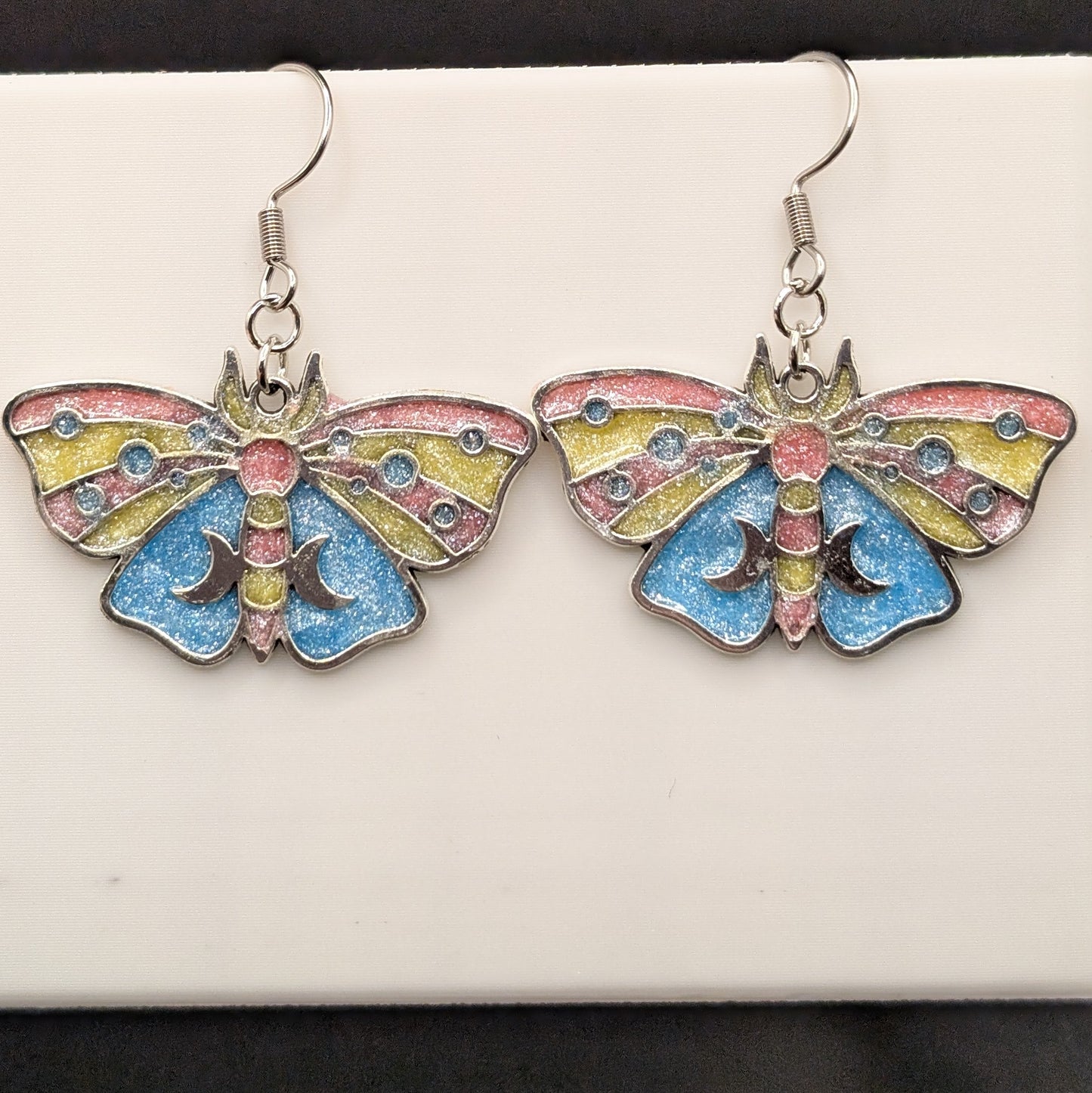 Unique Colorful Moth Earrings - Pride Themed Colors