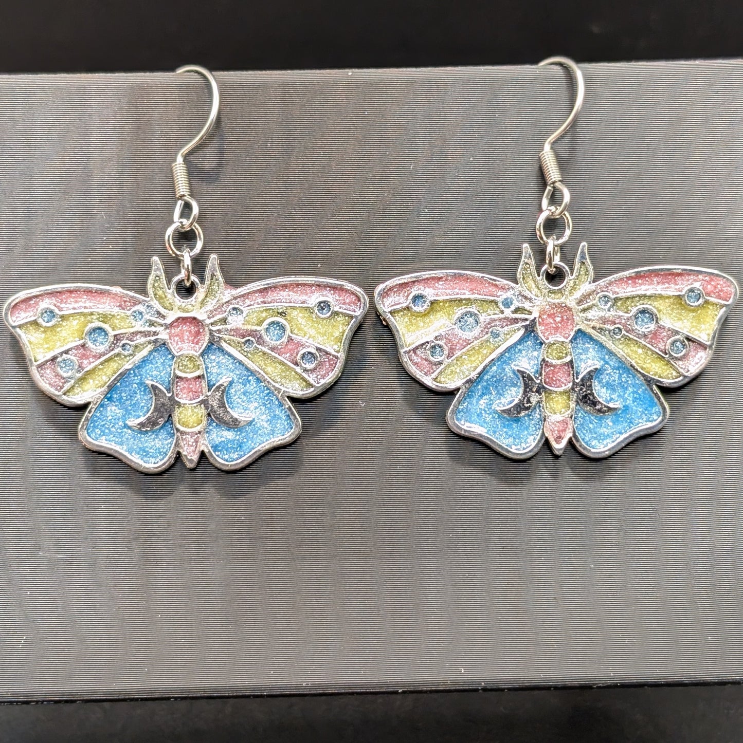 Unique Colorful Moth Earrings - Pride Themed Colors