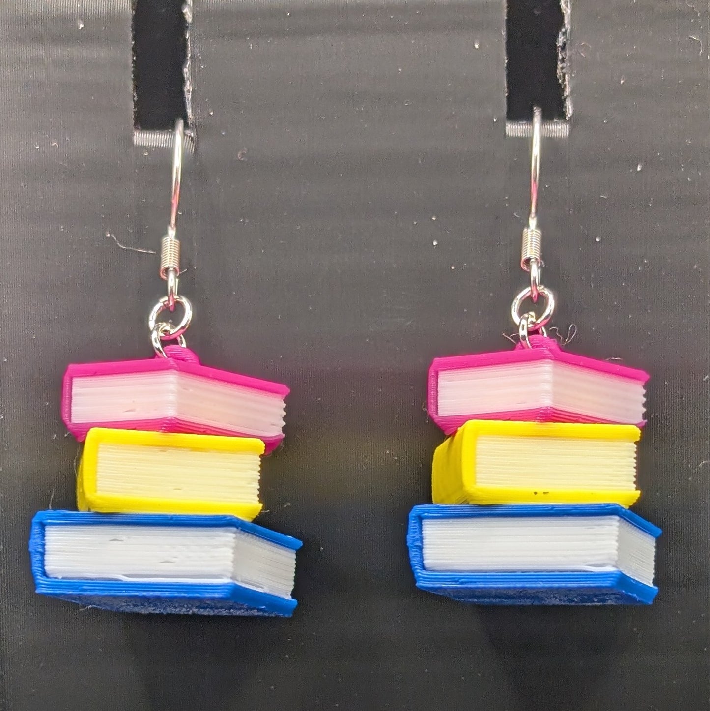 Book Stack 3D Printed Earrings - Pride Themed
