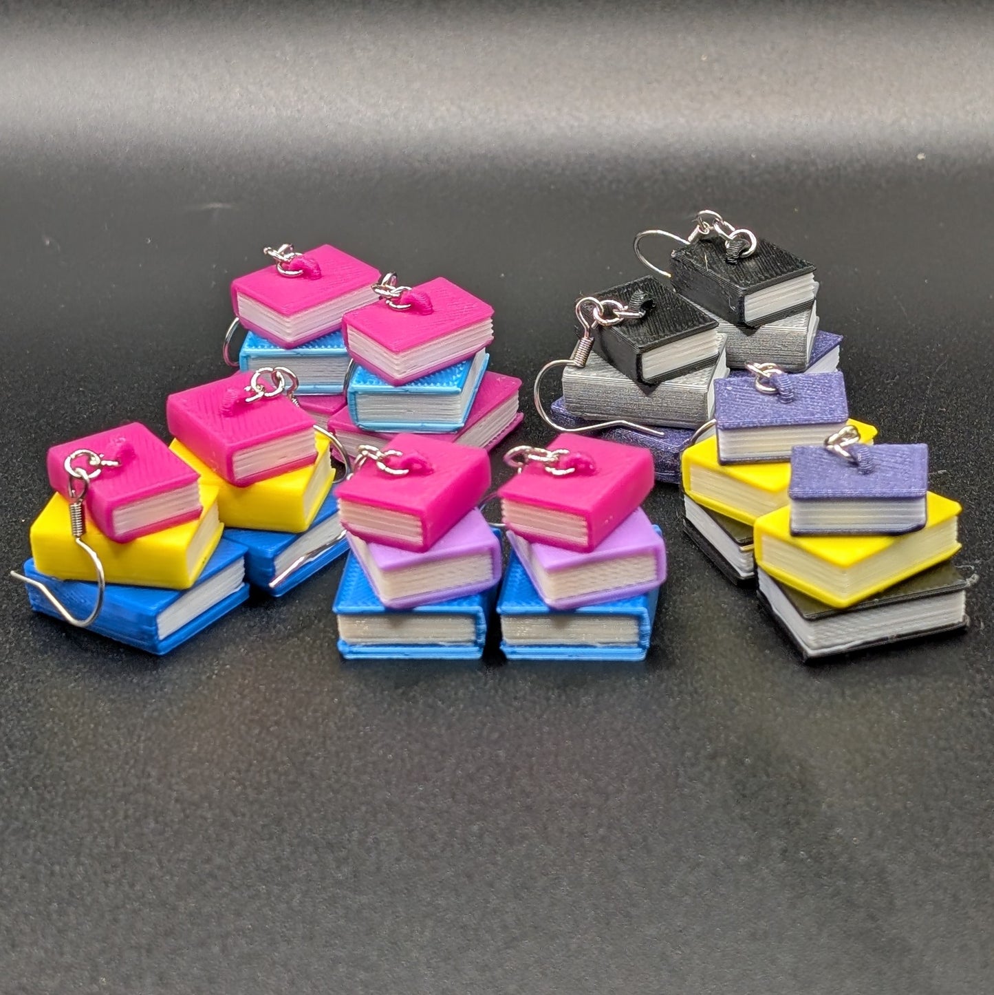 Book Stack 3D Printed Earrings - Pride Themed