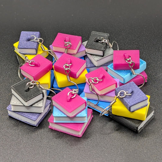 Book Stack 3D Printed Earrings - Pride Themed