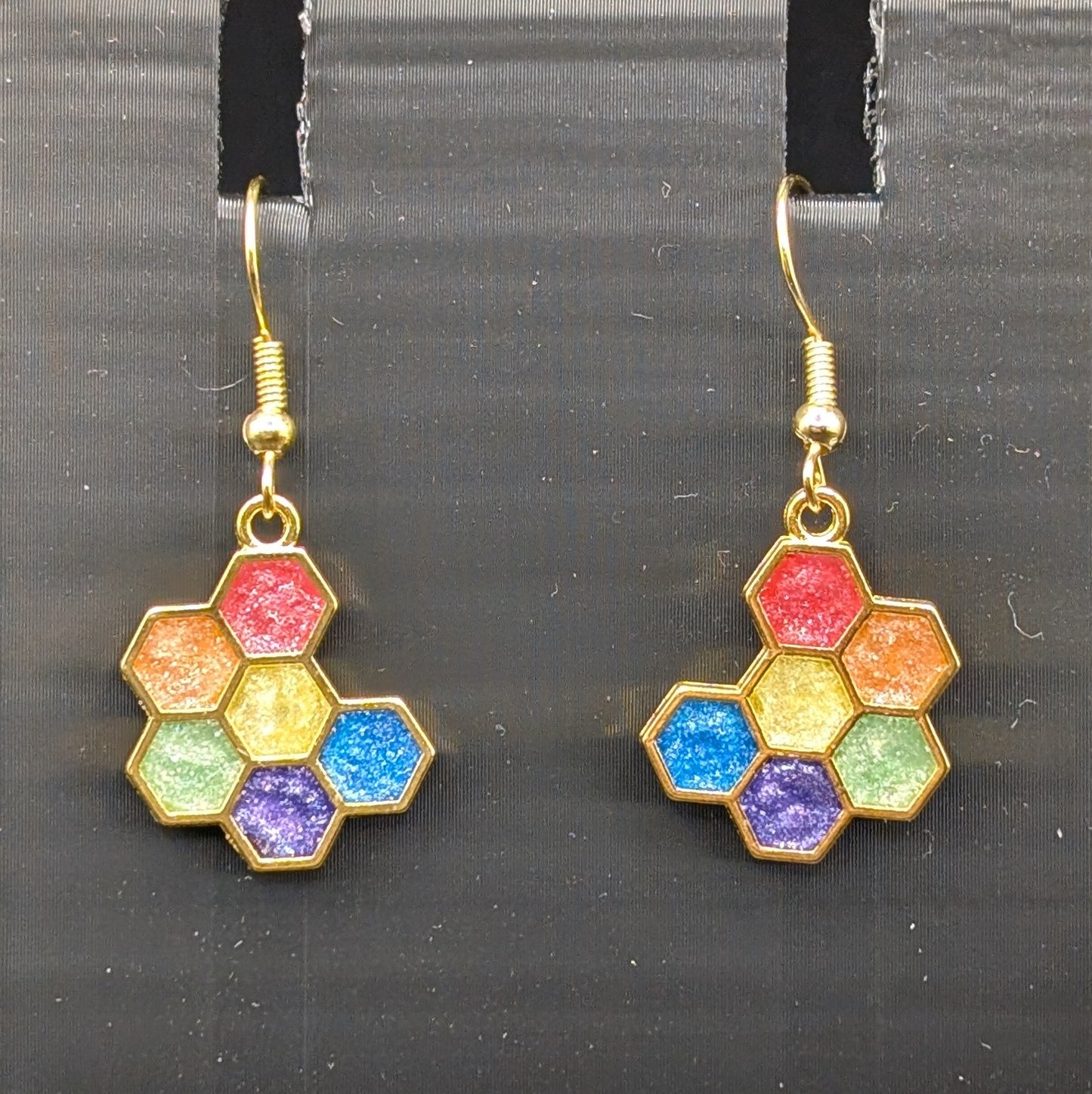 Rainbow Honeycomb Earrings