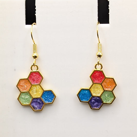 Rainbow Honeycomb Earrings