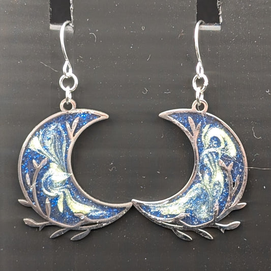 Starry Night inspired Moon Earrings