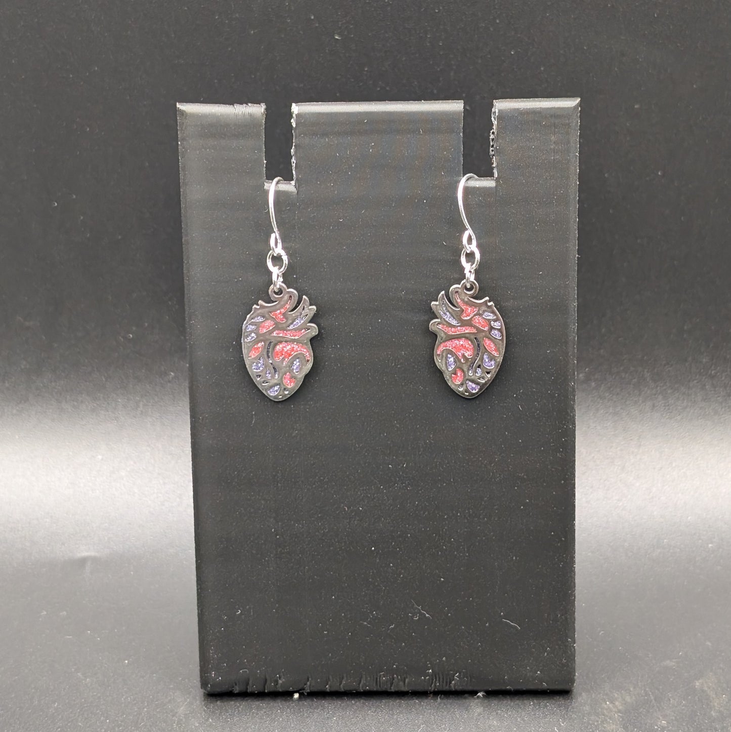 Anatomical Heart Earrings - Silver color