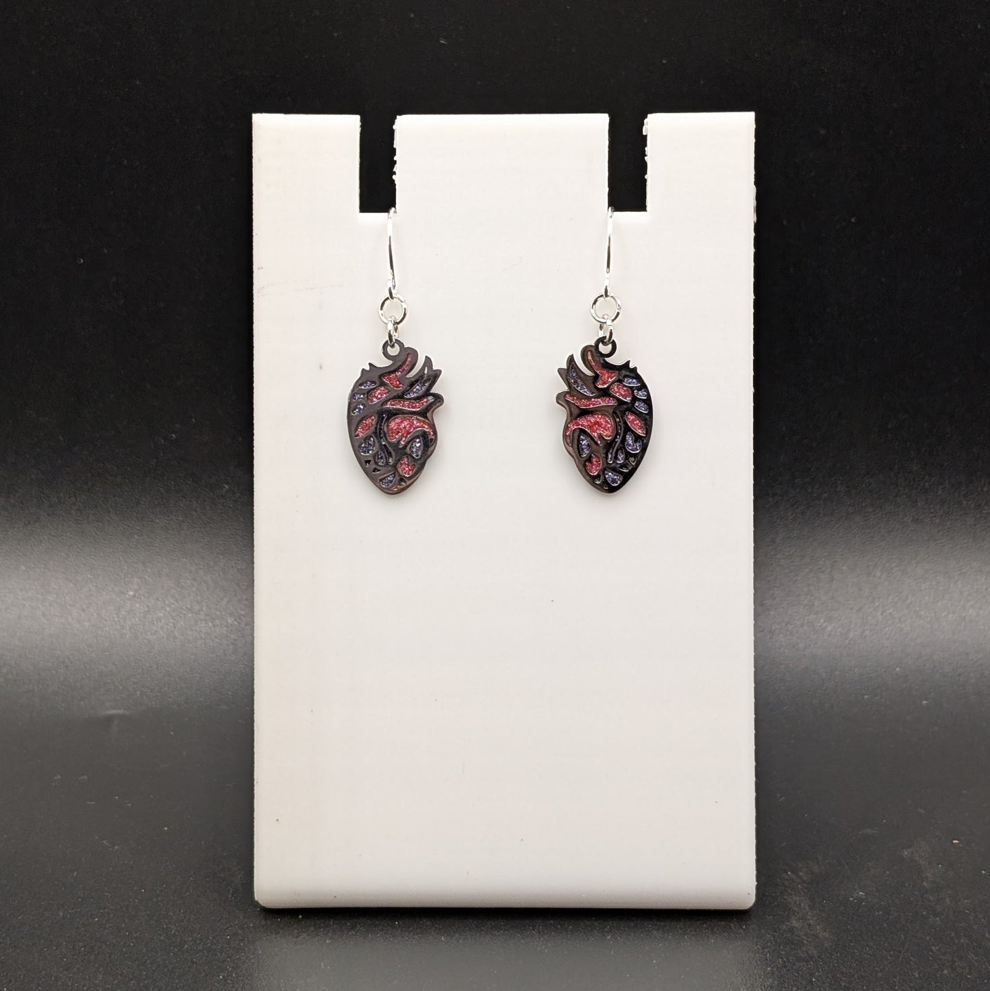 Anatomical Heart Earrings - Silver color