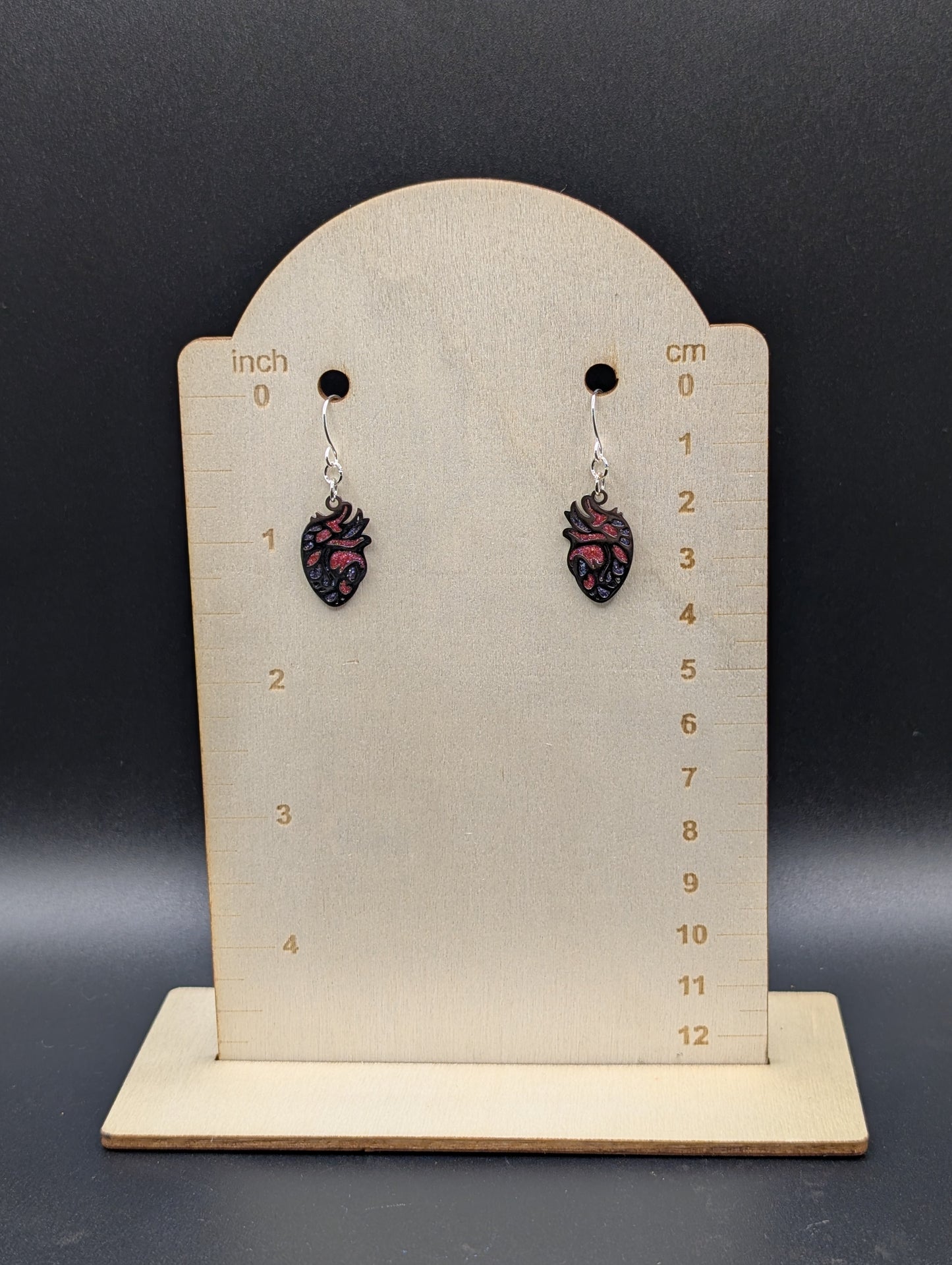 Anatomical Heart Earrings - Silver color