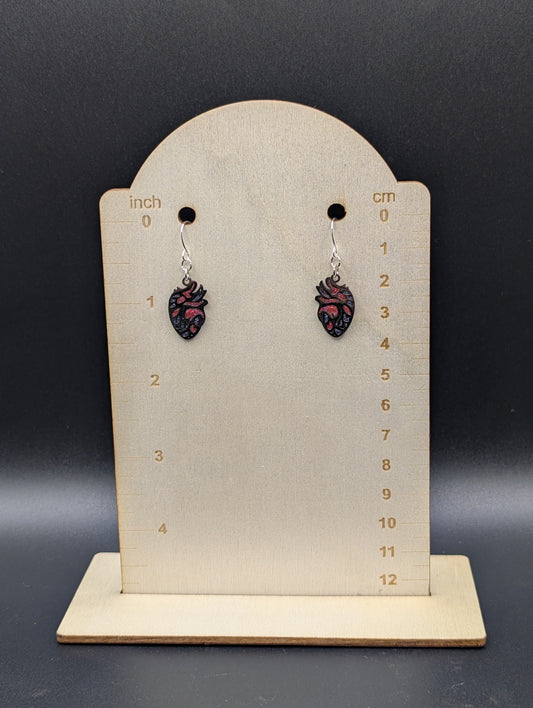 Anatomical Heart Earrings - Silver color