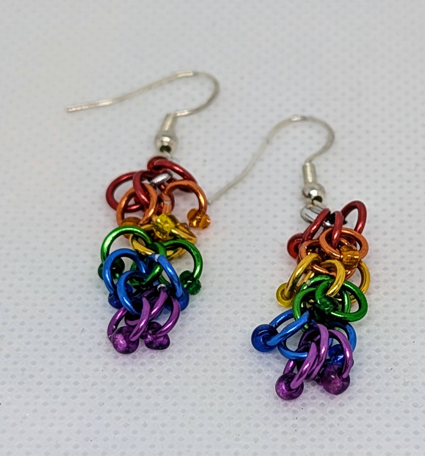 Rainbow Rhumba Chainmail Earrings - Handcrafted