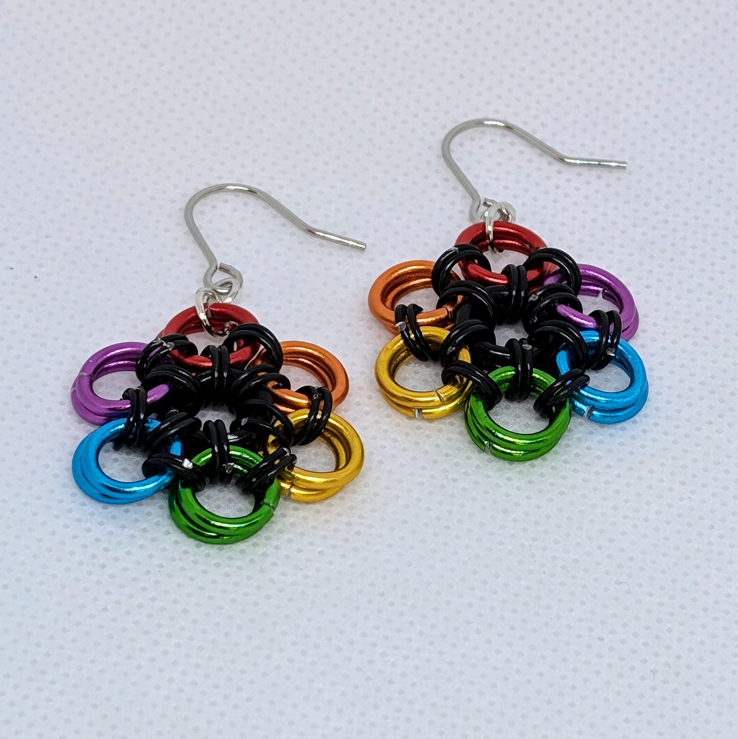 Japanese Flower Chainmail Earrings