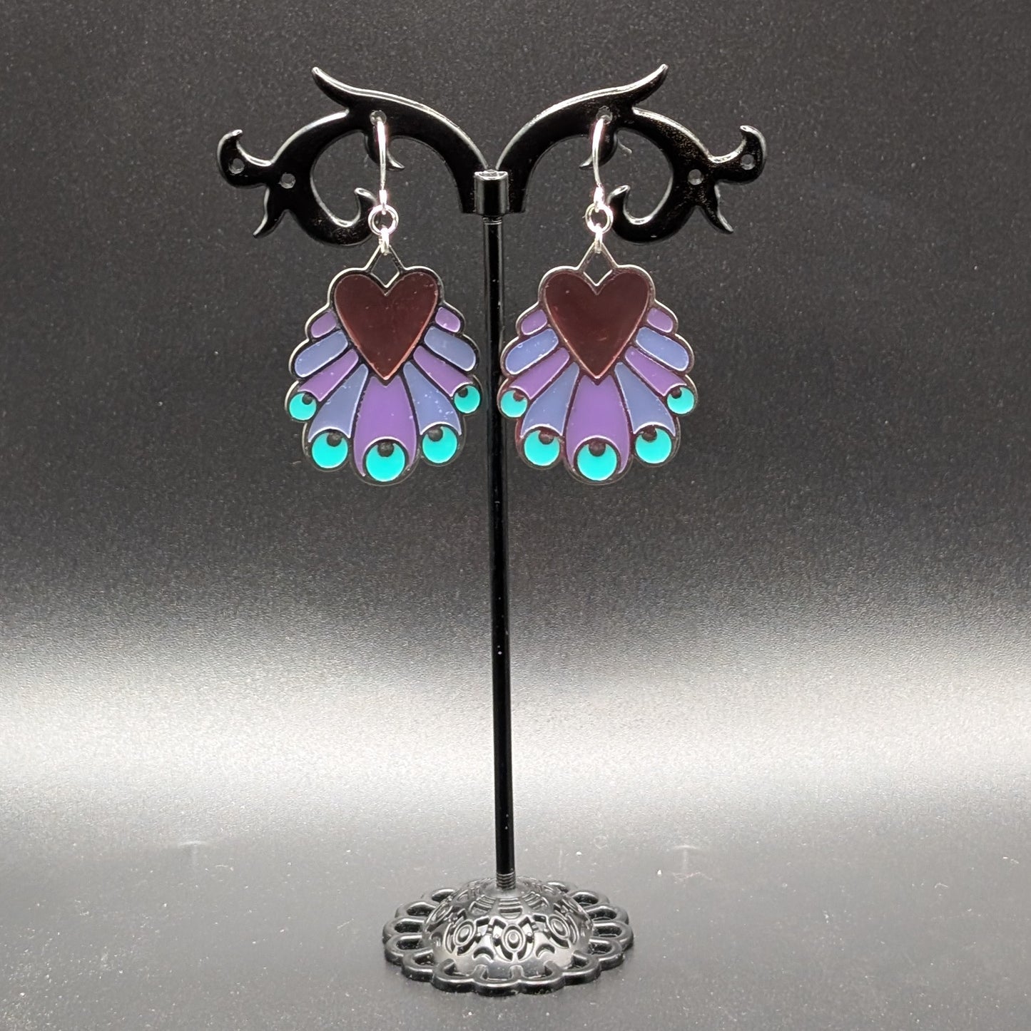 Heart Peacock Earrings
