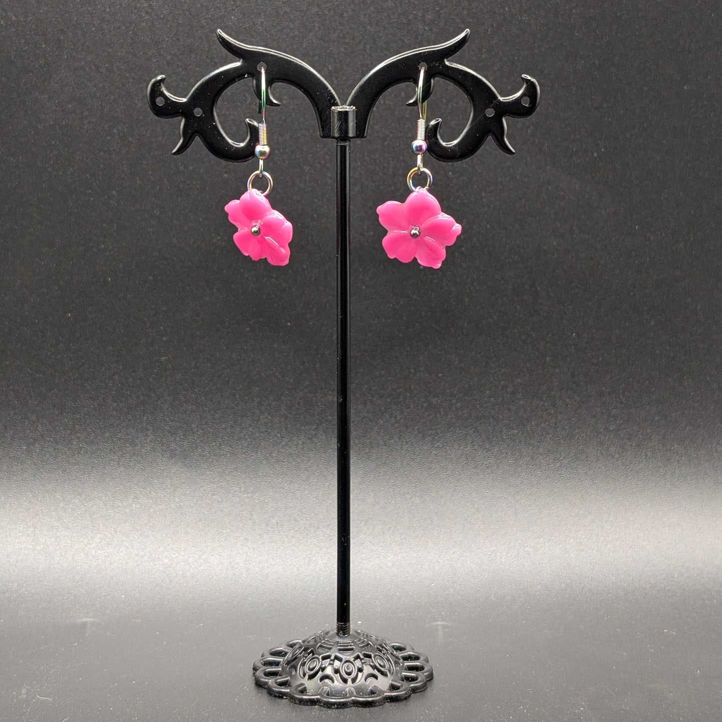 Pink Hibiscus Earrings
