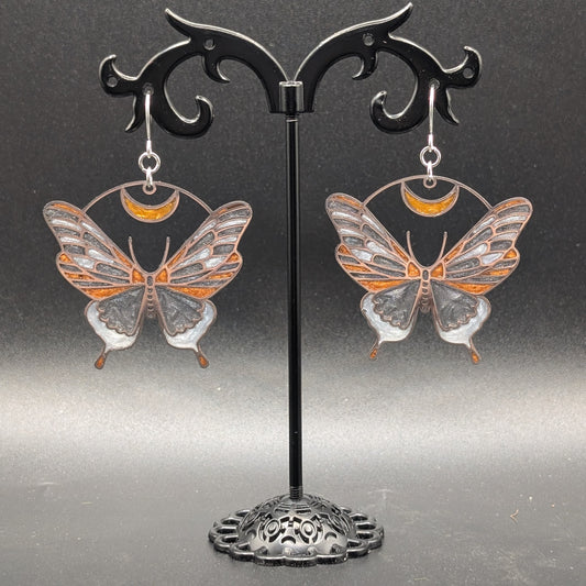 Decorative Moth Circle Earrings