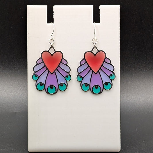 Heart Peacock Earrings