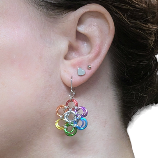 Japanese Flower Chainmail Earrings